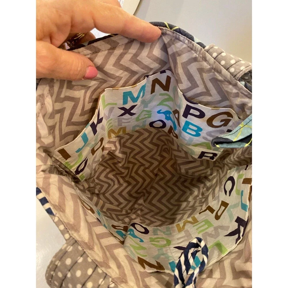 Hand sewn Handmade Handcrafted Tote Diaper Cloth Bag‎ w/shoulder Straps Elephant
